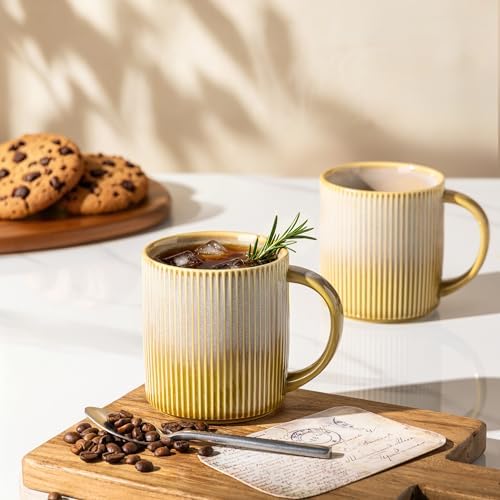 theterra Ceramic Coffee Mugs Set of 6, 14.2 oz Coffee Cups with Handle - Image 6