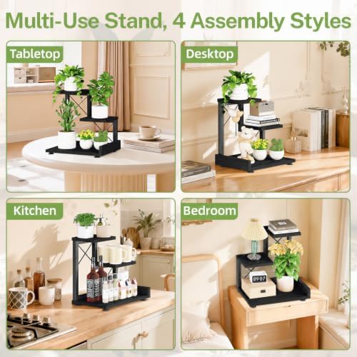 iDavosic.ly Table Top Small Plant Stand, Succulent Holder for Desk, Black - Image 6
