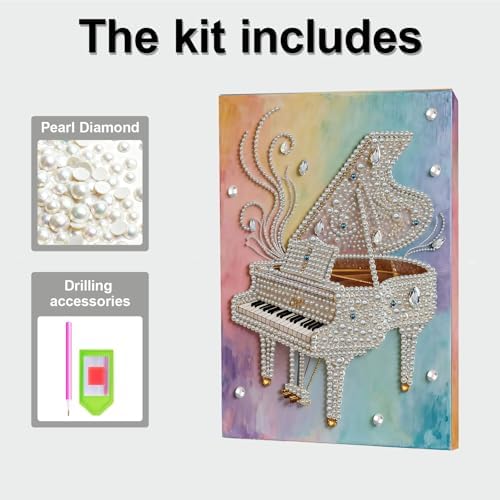 LQCrafK DIY Pearl Art Painting Handcraft Kit for Adults Beginners, Creative Design, Healing Stress-Relieving Home Wall Decoration, with Framed Painting and Tools-Piano - Image 7