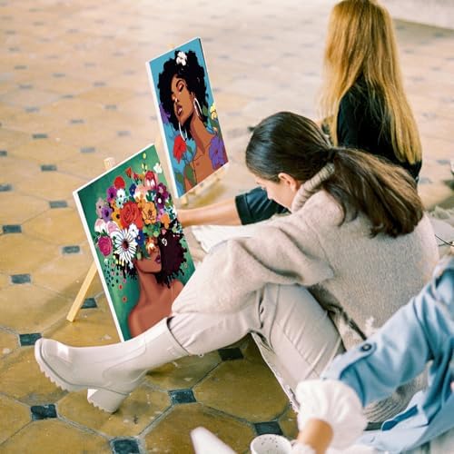 Ctosree 12 Pack Paint and Sip Kit Pre Drawn Canvas, Flower Lady, 10x8'' - Image 7