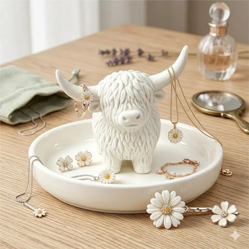 Highland Cow Gifts for Women, Ring Holder Dish for Rings, Earrings, Necklaces, Jewelry Organizer, Highland Cow Farmhouse Decor, Birthday Gifts for Women, Christmas Wedding Housewarming Present - Image 7