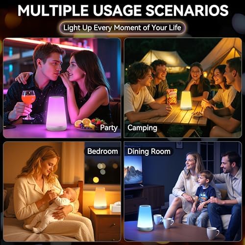 Auxmir Rechargeable Night Light, Touch Table Lamp with Remote, Silver - Image 7