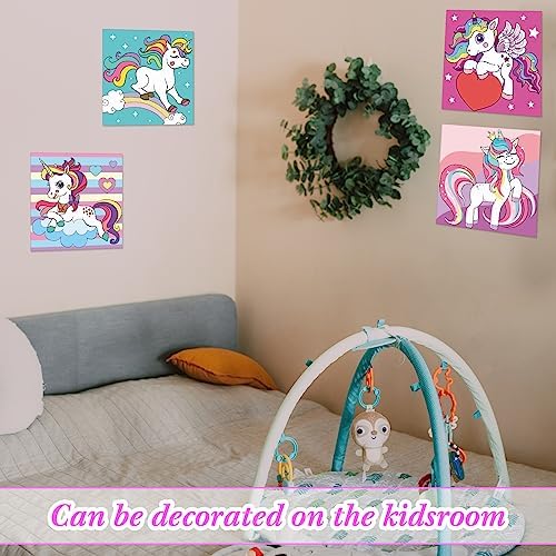 Sherr 12 Pcs Pre Drawn Canvas for Adults, Unicorn, 8 x 8 Inch - Image 6
