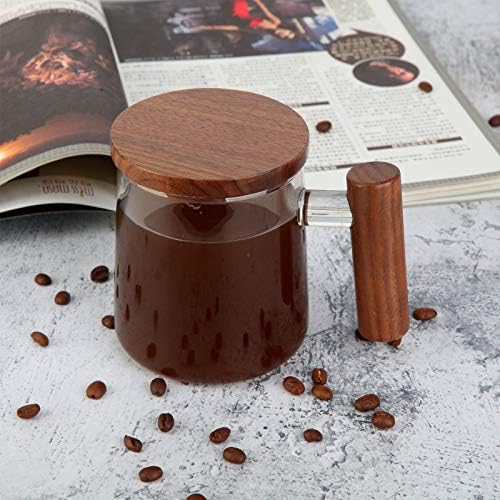 COMI Glass Coffee Mugs, Clear Coffee Mugs with Walnut Lid&Handle,Wide Mouth Extra Large Capacity Cup, Perfect for Latte, Mocha, Cappuccino, Tea and Juice, Microwave Safe(15oz/450ml) - Image 5