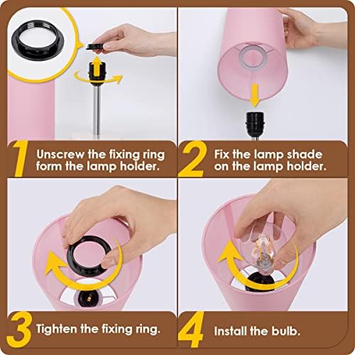 Yarra-Decor Desk Lamp with USB Port, Touch Control Desk Lamp with 3 Levels Brightness, Bedside Table Lamp with Round Pink Shade for Bedroom, Living Room, Dorm, Home Office - Image 6