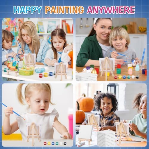 ESRICH 40 Set Mini Canvas Painting Kit, 4x4in Mini Paint Set - Image 7