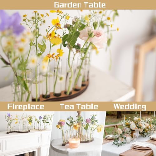 Test Tube Vases for Flowers,Small Plant Propagation Station,S Shape Plant Terrarium with Wooden Stand(Amber) - Image 6
