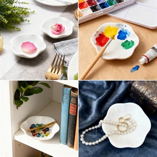 30-Pack Ring Dish Bulk, White Ceramic Lotus Trinket Tray 4.5" Wedding Favor Bridesmaid Gift, Small Jewelry Holder Catchall - Image 7