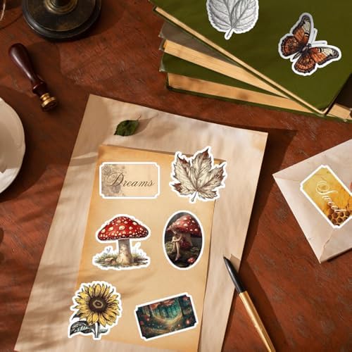 50Pcs Vintage Stickers,Waterproof Vinyl Aesthetic Decorative Sticker Scrapbooking Supplies for Adult Card Making Letters Planner Journaling Junk Journal DIY Water Bottles Cards Art Craft.Butterfly - Image 6