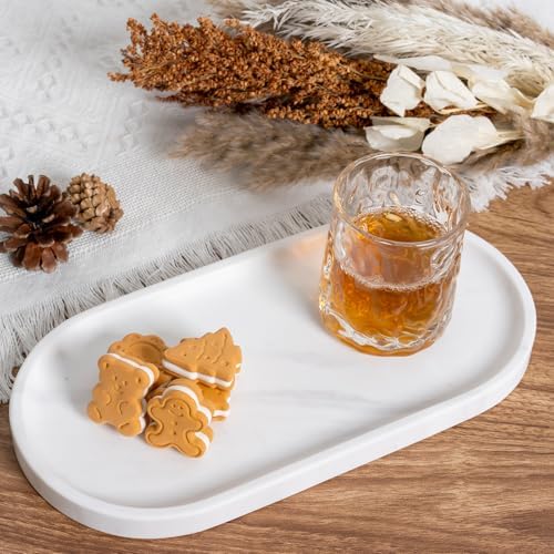 Koville White Marble Oval Tray for Bathroom Countertop, 10" x 5" Natural Marble Vanity Trays, Stone Perfume Organizer Tray for Decor, Jewelry Dish Perfume Trays for Dresser - Image 7