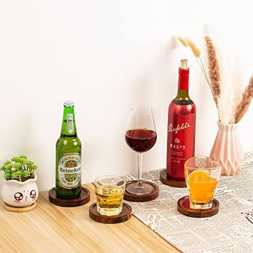 Set of 4 Wooden Coasters for Drink Absorbent-Acacia Wood Drink Coasters Set - Image 7