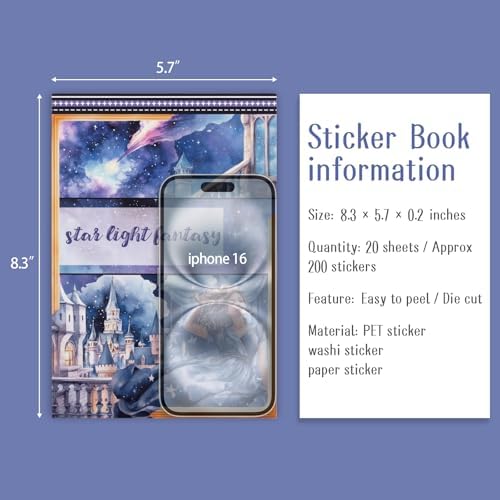 Pre-Cut Galaxy Sticker for Journaling, PET Washi Paper Collage Book, 20 Sheets Star Space Fantasy Planner Decals Scrapbook Junk Journal Supplies - Image 6
