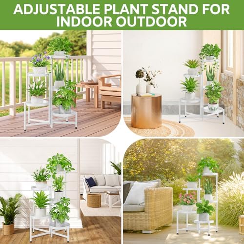 iDavosic.ly 5 Tier Large Plant Stand Indoor Outdoor, 10 In Wide Tray, White - Image 6