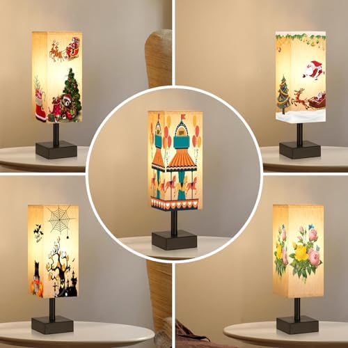 aooshine Small Bedside Table Lamp for Bedroom - Square Cream Fabric Shade - Image 7