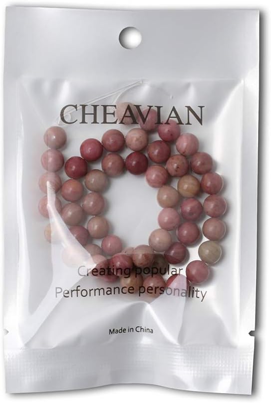 45PCS 8mm Natural Rhodochrosite Gemstone Smooth Round Loose Beads for Jewelry Making DIY Findings 1 Strand 15"