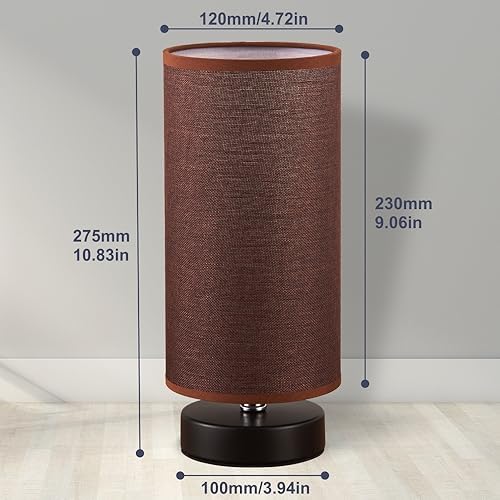 lifeholder Table Lamp, Bedside Nightstand Lamp, Simple Desk Lamp, Cylinder Table Lamp for Bedroom Living Room Office Study, Brown Shade and Black Base (Brown) - Image 6