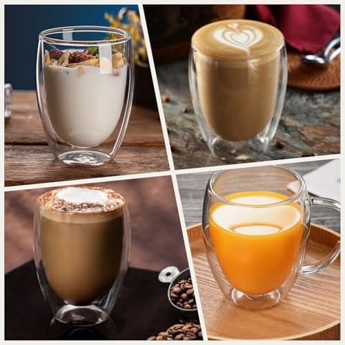DINGPAI 15 oz Double Walled Glass Coffee Mugs, Large Coffee Mug with Handle - Image 7