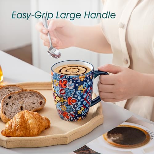 vancasso SIMI 16 oz Large Coffee Mugs Set of 6, Ceramic Cups with Handle - Image 6
