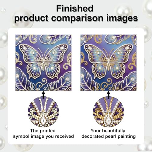 LQCrafK DIY Pearl Art Painting Handcraft Kit for Adults Beginners with Tools and Framed Painting, Creative Design,Self-Adhesive, Healing Stress-Relieving Home Wall Decoration-Butterfly - Image 7