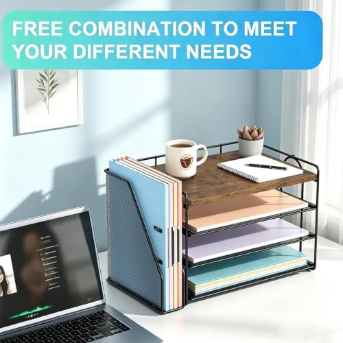 gianotter 4-Tier Wood Paper Organizer With Magazine Holder - Image 7