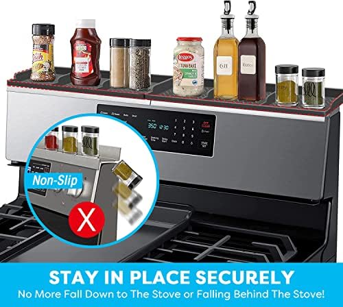 30 Inch Magnetic Spice Rack Above Stove - Silicone Shelf Organizer Suctioned to Back of Stove for Storage - Dark Grey - Image 6