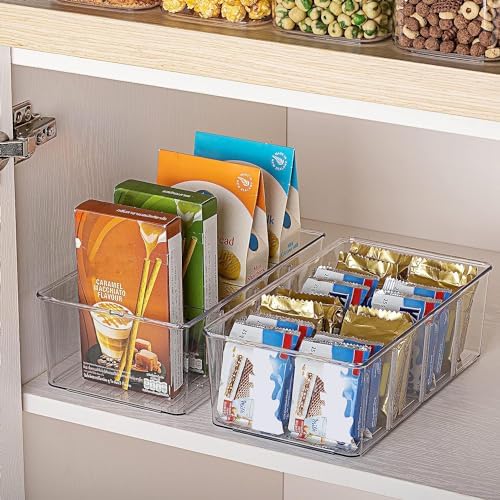 Vtopmart 6 Pack Food Storage Organizer Bins, Clear Plastic, 4 Compartments - Image 6