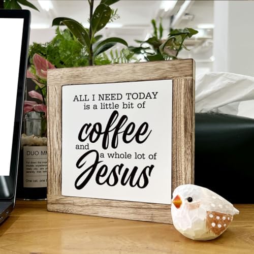Christian Coffee Decor, All I Need Today is A Little Bit Of Coffee And A Whole Lot of Jesus Sign, Coffees Decors Set, Wooden Box Signs for Home Decor, Funny Coffees Decors Sign - Image 6