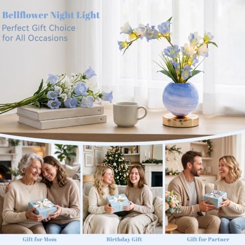 Blue Bellflower Flower Lamp, Rechargeable Cordless LED Floral Table Lamp - Image 7