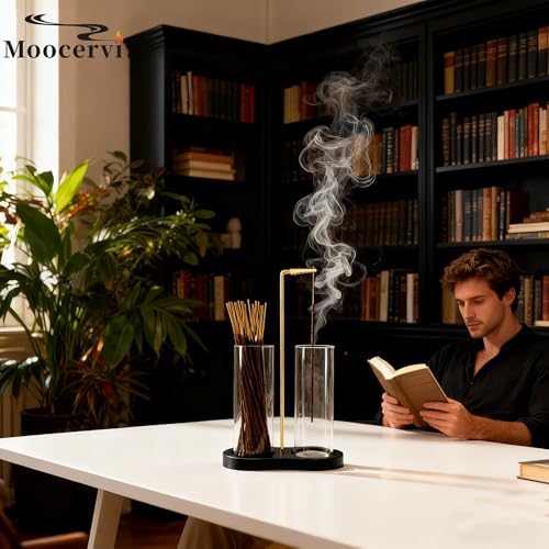 Glass Incense Holder, Black Incense Sticks Burner Holder with Storage,Hang Upside Down Incense Holder for Sticks with Ash Catcher for Meditation Yoga Spa Room (Black) - Image 6