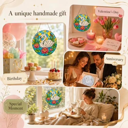 Jiamiyou 51pcs Animal Suncatcher Craft Kit DIY Stained Glass Art for Adults - Image 7
