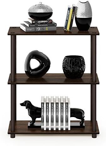 Furinno TURN-N-TUBE Storage Shelves, 3-Tier Book Shelf, Corner Shelf, Toolless Open Shelves, for Organization and Storage, Living Room, Garage, Home Office, Walnut - Image 6