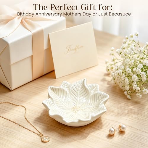 PUDDING CABIN Ceramic Leaf Jewelry Dish Birthday Gift for Women - Image 7