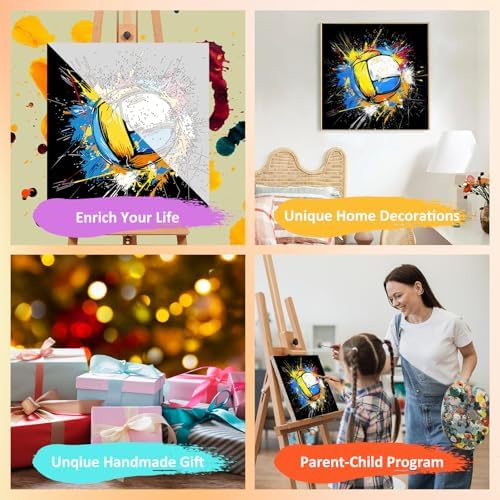 Volleyball Paint by Numbers Kit for Kids, 8x8 inch - Image 7