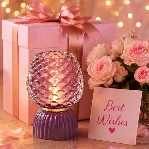 Small Battery Operated Lamp with Timer, Pinecone, Purple - Image 7