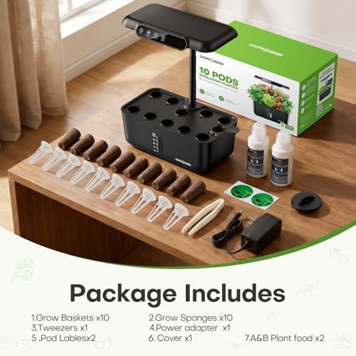 Ahopegarden Hydroponics Growing System: 10 Pods Temp & Humidity Display - Image 7