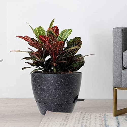 UOUZ Large Self Watering Pots, 12/10/9 Plastic Planters with High Drainage Holes and Deep Reservoir for Indoor Outdoor Garden Plants and Flowers, Black Speckles - Image 7