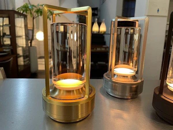 Klarako Crystal Lantern Lamp – Modern Cordless Rechargeable Bedside & Outdoor Light, Portable Wireless Lamp – Dimmable Touch Control – Luxury Living Room & Hotel-Style Lighting (Gold, 2-Pack)