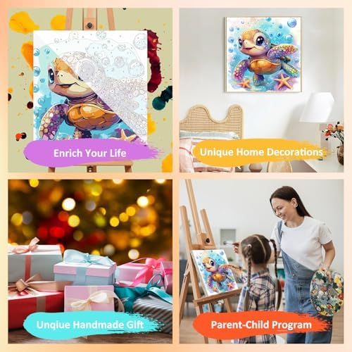 Sea Turtle Paint by Numbers Kit for Kids, 8x8 inch - Image 7