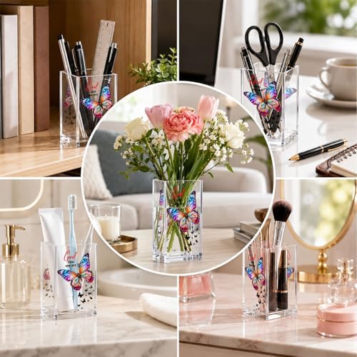 Butterfly Acrylic Pen Holder Cup, Christian Inspirational Desk Decor, Religious Pencil Holder Organizer, Birthday Gift for Women, Mom, Sister, Friend, Coworker - Image 6