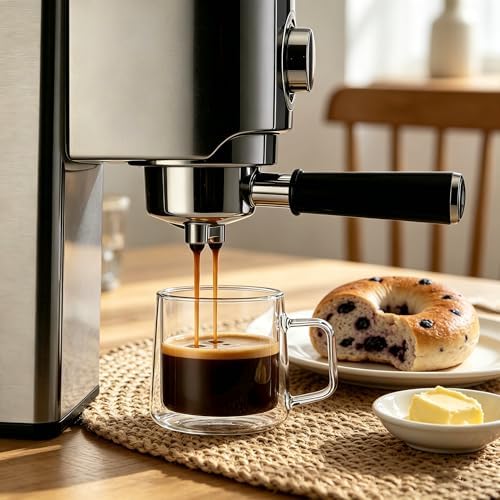 CNGLASS 15oz(4-pack) Double Walled Glass Coffee Mugs,Large Insulated Glass Mugs with Handle,Clear Coffee Cups for Espresso,Latte,Cappuccino,Tea - Image 6