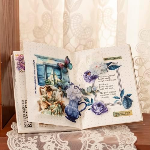 Alideco 120pcs Scrapbook Stickers Vintage Flowers Vase Scrapbooking Junk Journal Crafts Embelishment Decoration Stickers (ziyouhuayishi) - Image 7