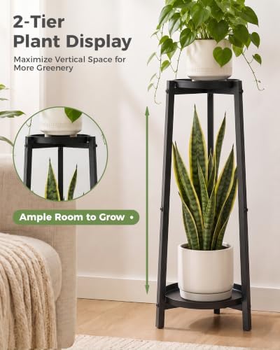 Bamworld Tall Outdoor Plant Stand 30 Inch 2 Tier All Metal Plant Holder - Image 7