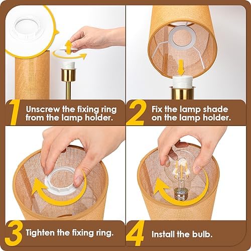 Yarra-Decor Bedside Lamp with USB Port - Touch Control Table Lamp for Bedroom Wood 3 Way Dimmable Nightstand Lamp with Round Flaxen Fabric Shade for Home Office (LED Bulb Included) (Y - NET) - Image 7