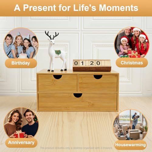 Desk Organizer with Drawers,Bamboo Desktop Organizer Storage - Image 7