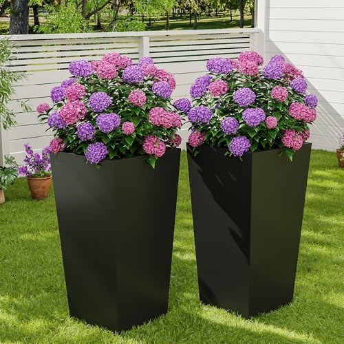 Garvee 30" Tall Planters Set of 2, Outdoor & Indoor Black Planter Pots, High Front Porch Planter Pots with Drainage Holes & Water Level Monitor & Inner Bucket, Black - Image 7
