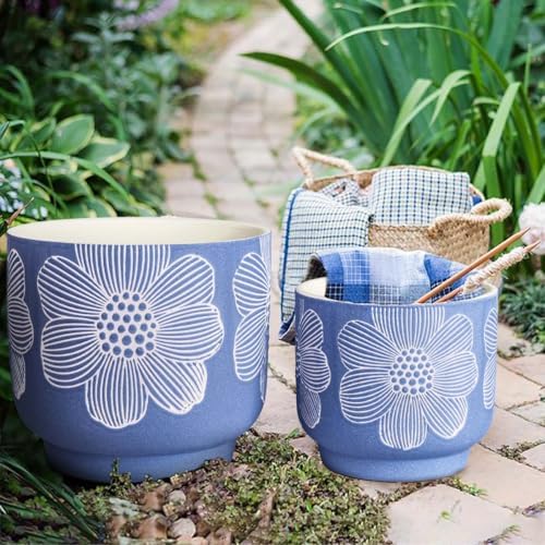 Ceramic Plant Pots, 8+6 Inch, 2 Pcs Indoor Planters with Drainage Holes - Image 6