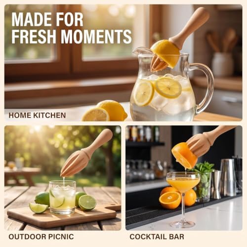Wooden Citrus Juicer - Handheld Manual Lemon/Orange Reamer | Portable Fruit Squeezer Tool for Home, Cafe and Bar,Kitchen Utensils, Fruit and Vegetable Tools Bartender Accessories(16cm) - Image 6