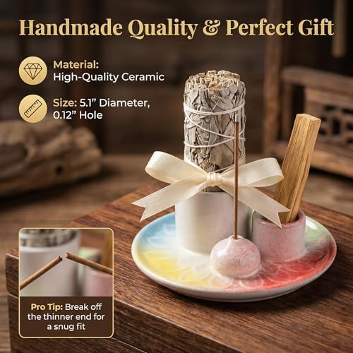 Ceramic Palo Santo and Sage Incense Holder, 4 Mixed Colors - Image 5