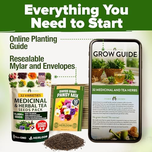 HOME GROWN 32 Medicinal Herb & Tea Variety Seeds Garden Kit - Image 7