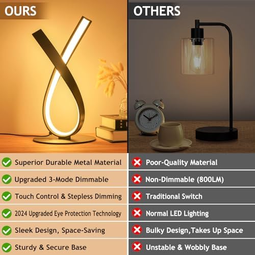 NUÜR Black Spiral LED Table Lamp, Stepless Dimmable Bedside Lamp - Image 7